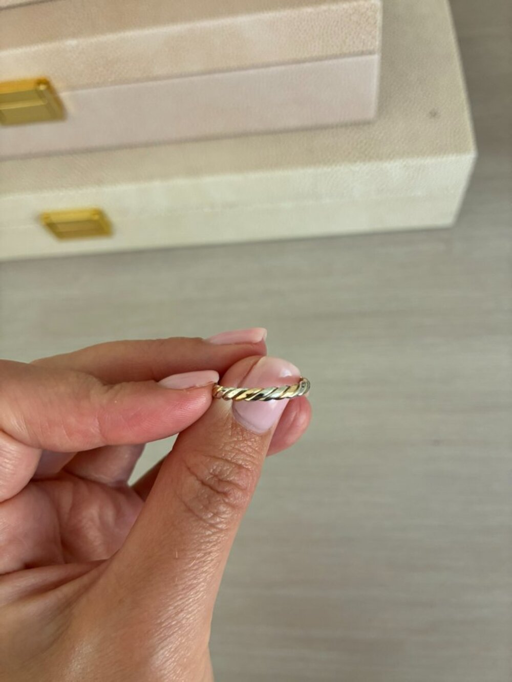 Two-Tone Twisted Rope Ring Size 7